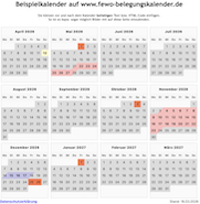 Kalender mit Monaten in Bl&ouml;cken.